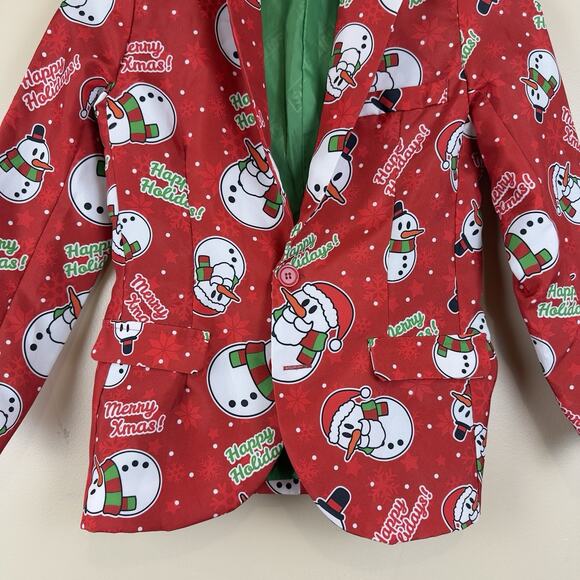 Suitmeister Boys’ M Christmas Blazer – Fun Holiday Party Jacket, Snowman Print - Picture 4 of 13